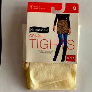 Brand New No Nonsense Ivory colored opaque sheer to waist tights. Size Medium.